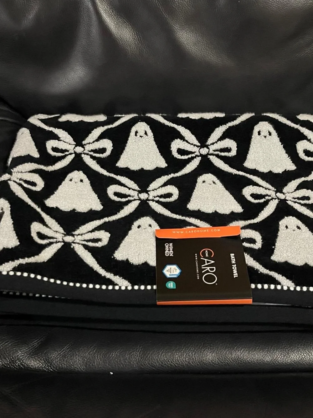 -CARO HOME Halloween Black Ghost and Bows Hand Towel Set of 2
